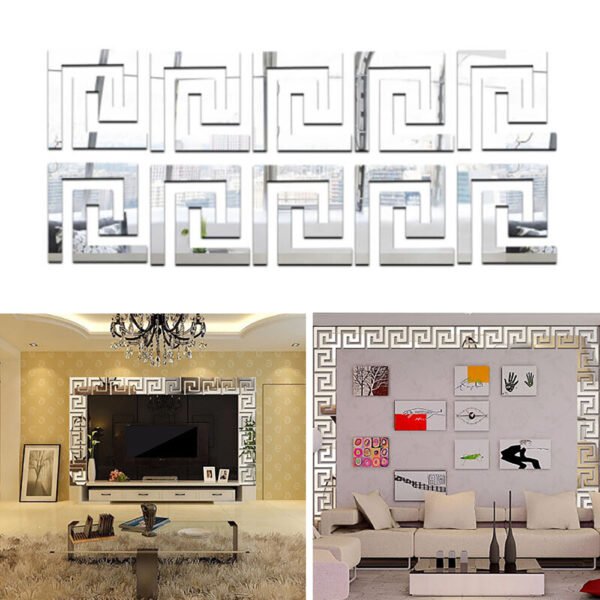 10 Pack Gold Mirror Tile Wall Decals - 3D Acrylic Removable Art Stickers for DIY Decor - Image 6