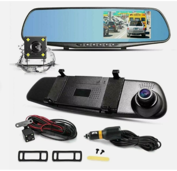 4.3" Dual Lens HD Car DVR Dash Cam Front and Rear Mirror Camera Video Recorder UK - Image 3