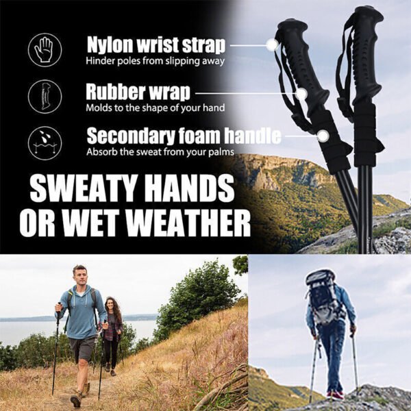 Pack of 2 Folding Walking Poles - Portable Walking Sticks for Hiking, Camping & Backpacking - Image 9