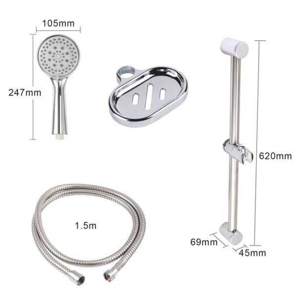 Stainless Shower Riser Kit with Slider Rail - Soap Bar Holder, Hose, and Head Set - Image 9