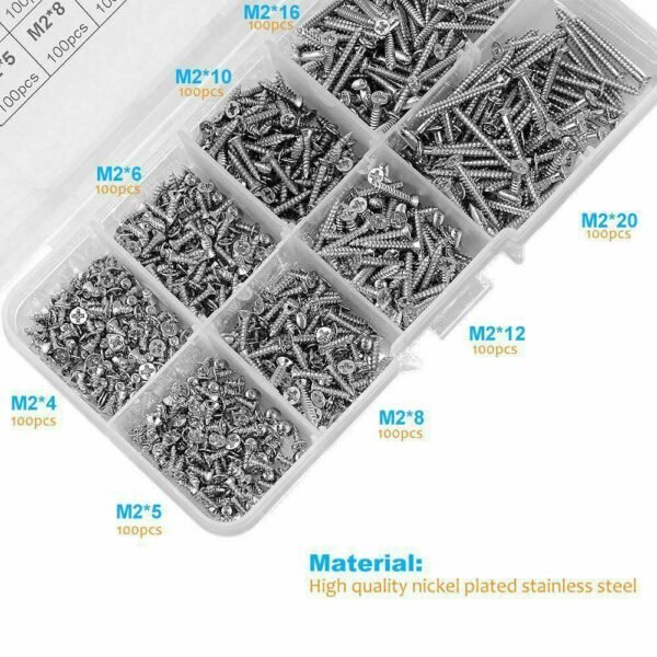 800 PCS Self Tapping Stainless Steel Wood Screws - Assorted Small Metal Screws - Image 6