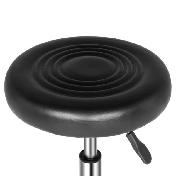 Round Stool with Lines Rotation Bar Stool Black - Image 7