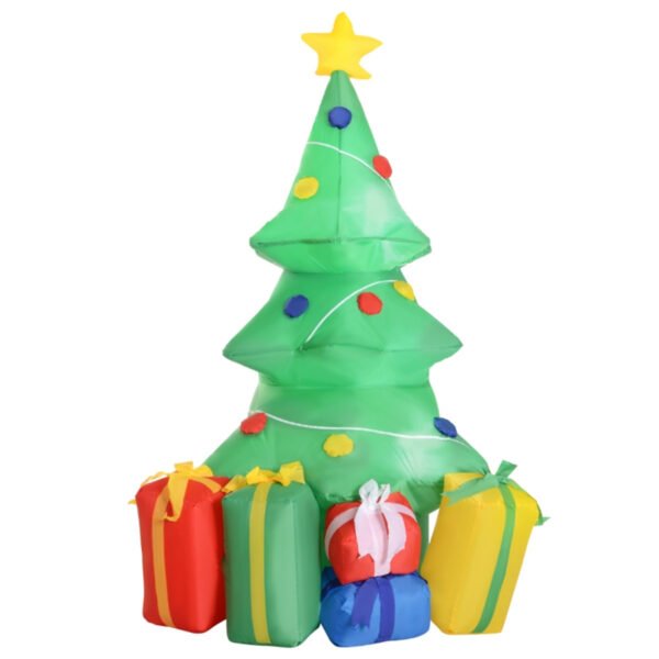 1.5m Self-Inflatable Christmas Tree - Decorated with Ornaments and Presents with White LED Light