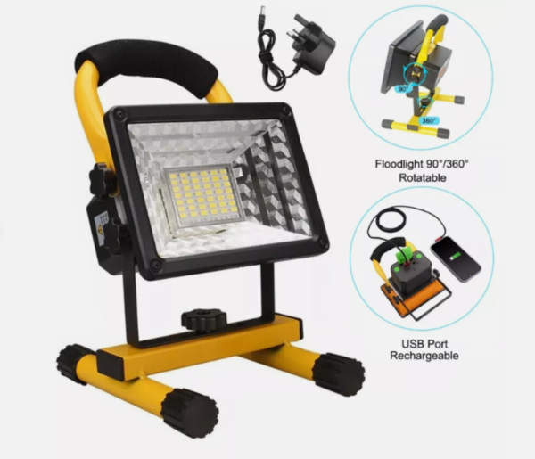 LED Flood Light - Rechargeable Wireless Mobile Lighting for Work Sites & Campsites