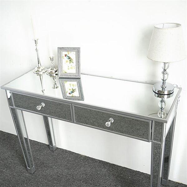 Mirrored Makeup Table Desk Vanity for Women with 2 Drawers - Image 12