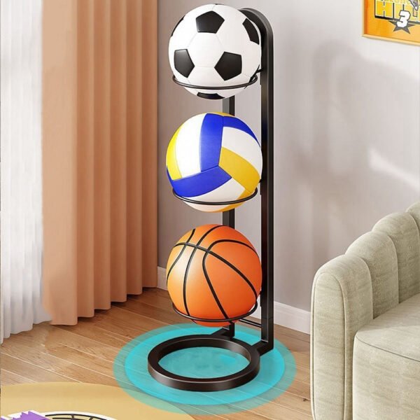 Kids Indoor Sports Rack - Basketball and Football Storage Ball Basket - Image 3