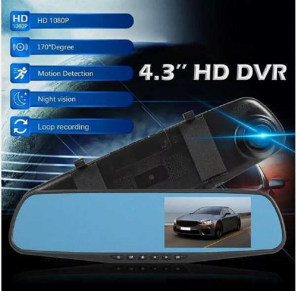 4.3" Dual Lens HD Car DVR Dash Cam Front and Rear Mirror Camera Video Recorder UK - Image 4