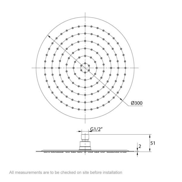 300mm Slim Stainless Steel Shower Head - Mode Renzo Round Design - Image 5