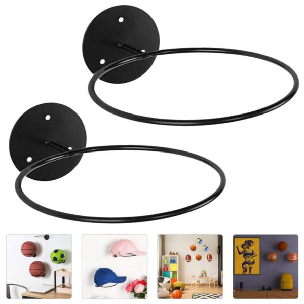 Wall Mounted Storage Rack (2PCS) - Metal Holder for Football, Basketball, Soccer, and Hats - Image 5