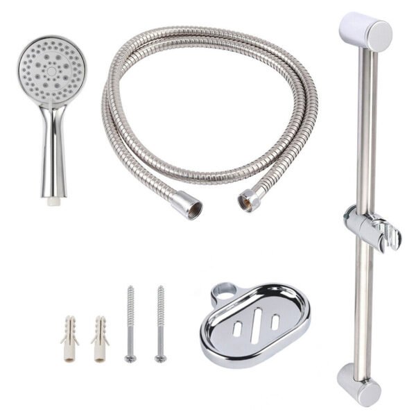 Stainless Shower Riser Kit with Slider Rail - Soap Bar Holder, Hose, and Head Set - Image 10