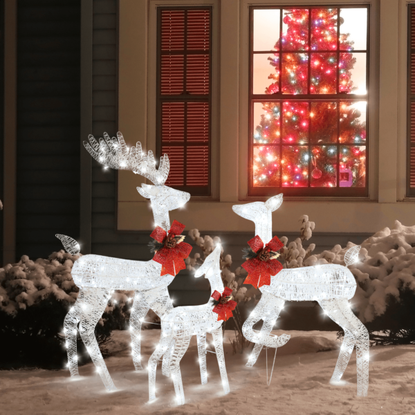 3pcs Family Elk White Iron Frame Cotton Thread Christmas Decoration - Image 7