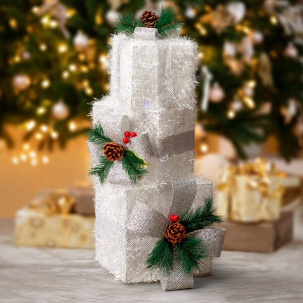 3 Pcs White Gift Boxes for Garden Decoration - Sizes: 7in, 6in, 5in - Image 2