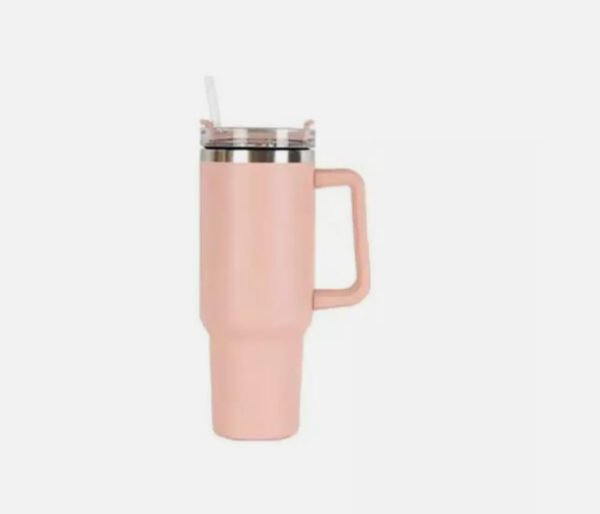 40 Oz Stainless Steel Insulated Water Tumbler - Cup with Handle and Straw Dupe Mug - Image 5