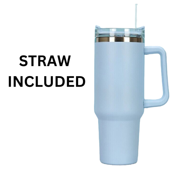 40 Oz Stainless Steel Insulated Water Tumbler - Cup with Handle and Straw Dupe Mug - Image 6