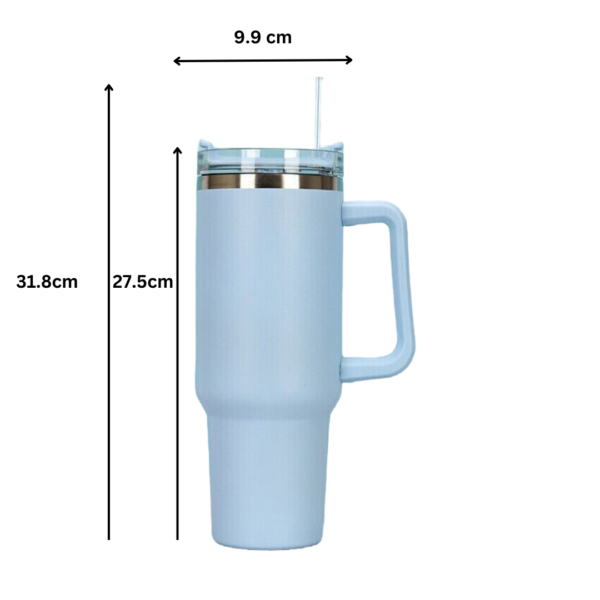 40 Oz Stainless Steel Insulated Water Tumbler - Cup with Handle and Straw Dupe Mug - Image 7