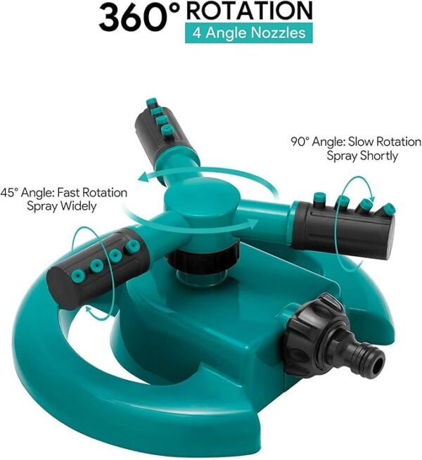 360-Degree Rotating Garden Sprinkler with 3 Nozzles for Efficient Watering - Image 3