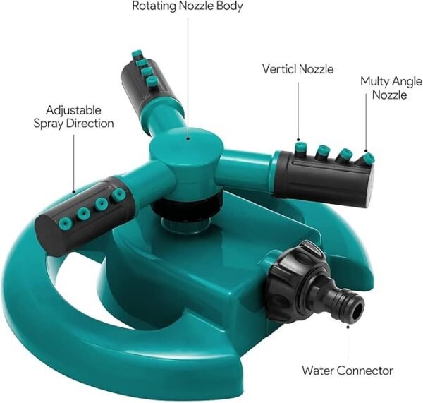 360-Degree Rotating Garden Sprinkler with 3 Nozzles for Efficient Watering - Image 4