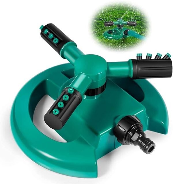 360-Degree Rotating Garden Sprinkler with 3 Nozzles for Efficient Watering - Image 2
