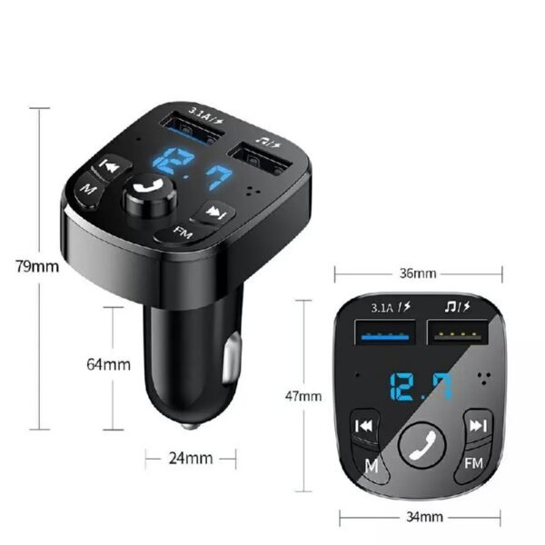 Car Bluetooth FM Transmitter MP3 Player, USB Adapter with Wireless Charging - Image 5