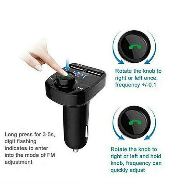 Car Bluetooth FM Transmitter MP3 Player, USB Adapter with Wireless Charging - Image 6