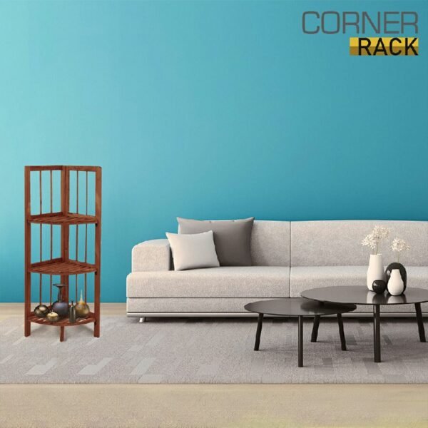 Wooden 4-Tier Corner Shelf Rack, Perfect for Home Decoration and Storage - Image 3