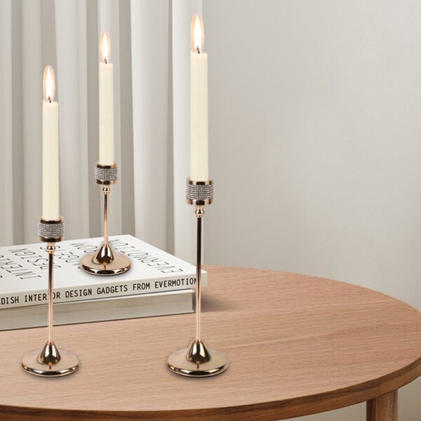 3 Pieces Gold Metal Candlestick Holders, Elegant Taper Candle Stands for Home Décor - Image 8