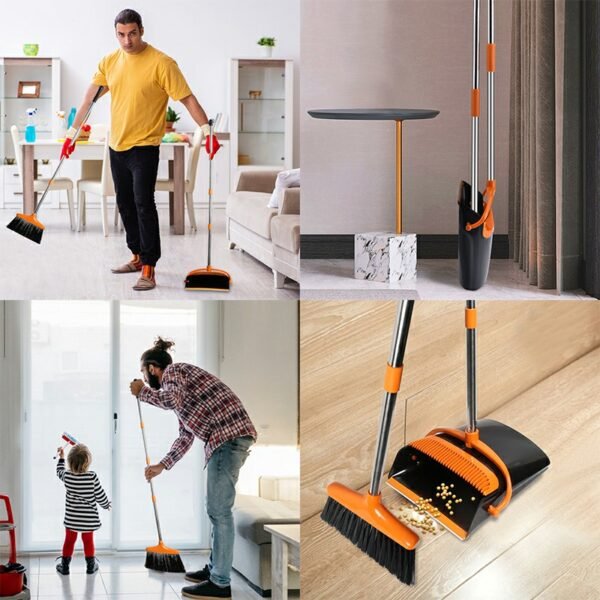 Dustpan and Broom Combo with Long Handle, Upright Set for Home and Kitchen Use - Image 12