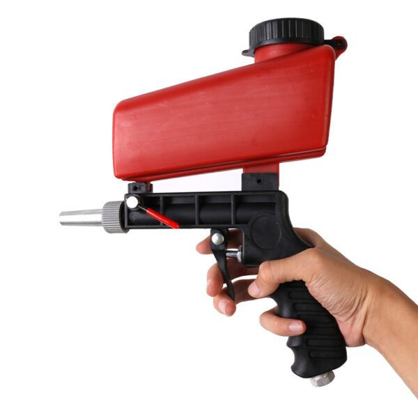 Air Sandblasting Gun, Handheld Sand Blaster for Rust Removal and Surface Cleaning - Black & Red - Image 4