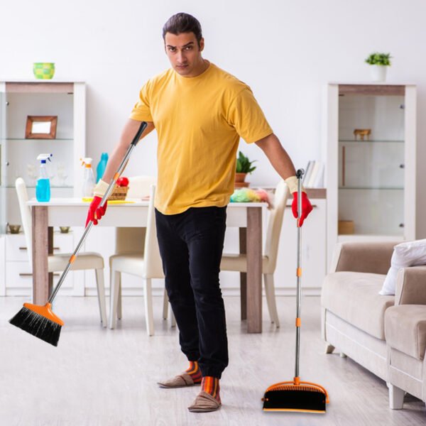 Dustpan and Broom Combo with Long Handle, Upright Set for Home and Kitchen Use - Image 6