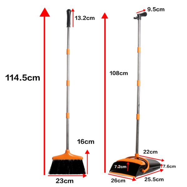 Dustpan and Broom Combo with Long Handle, Upright Set for Home and Kitchen Use - Image 9