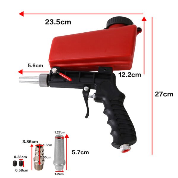 Air Sandblasting Gun, Handheld Sand Blaster for Rust Removal and Surface Cleaning - Black & Red - Image 13