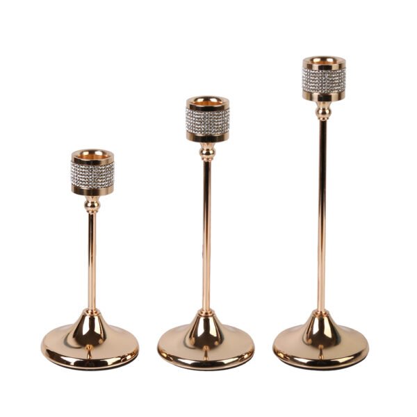 3 Pieces Gold Metal Candlestick Holders, Elegant Taper Candle Stands for Home Décor - Image 2