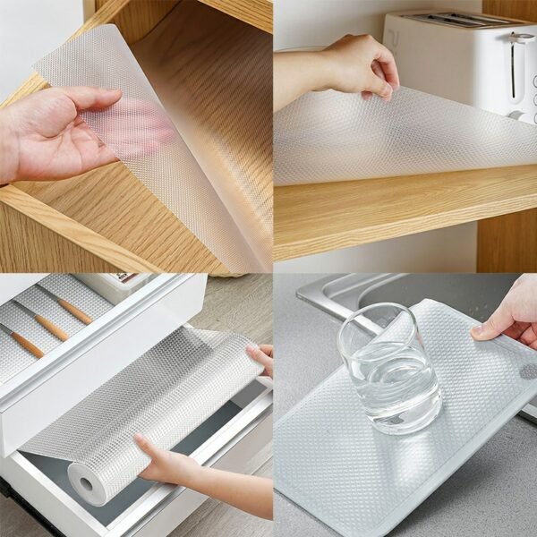 Non-Slip Drawer and Shelf Liners, 55 x 500 cm Transparent Mat for Kitchen Cabinets - Image 10