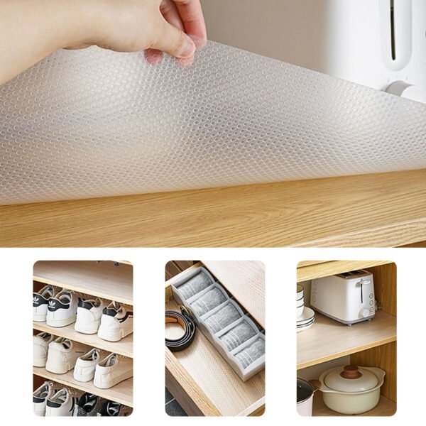 Non-Slip Drawer and Shelf Liners, 55 x 500 cm Transparent Mat for Kitchen Cabinets - Image 3