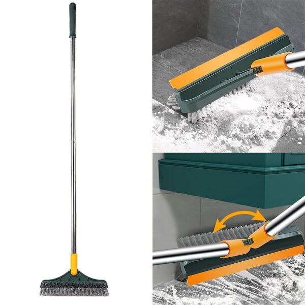 3-in-1 Floor Scrub Brush, Squeegee Mop with 120° Rotating Head - Grey - Image 7