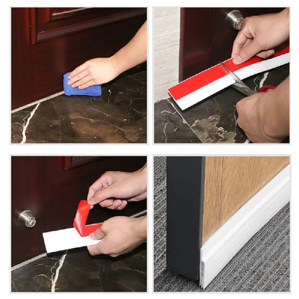 2m Soundproof Draught Excluder, Adhesive Door Seal Strip for Draft and Noise Prevention - Image 2