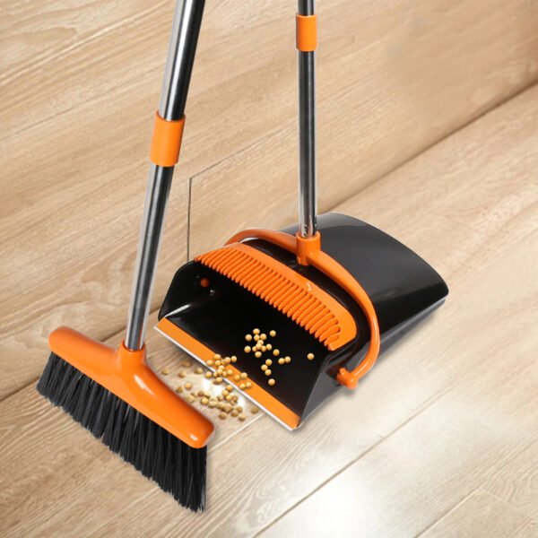 Dustpan and Broom Combo with Long Handle, Upright Set for Home and Kitchen Use - Image 4
