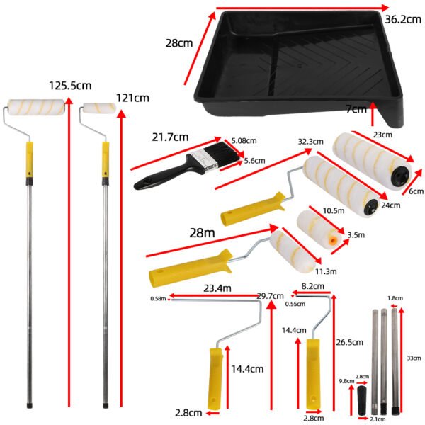 Paint Rollers with Extension Pole, Tray, and Brush for Wall and Ceiling Painting - Image 12