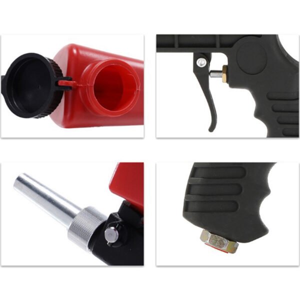 Air Sandblasting Gun, Handheld Sand Blaster for Rust Removal and Surface Cleaning - Black & Red - Image 11