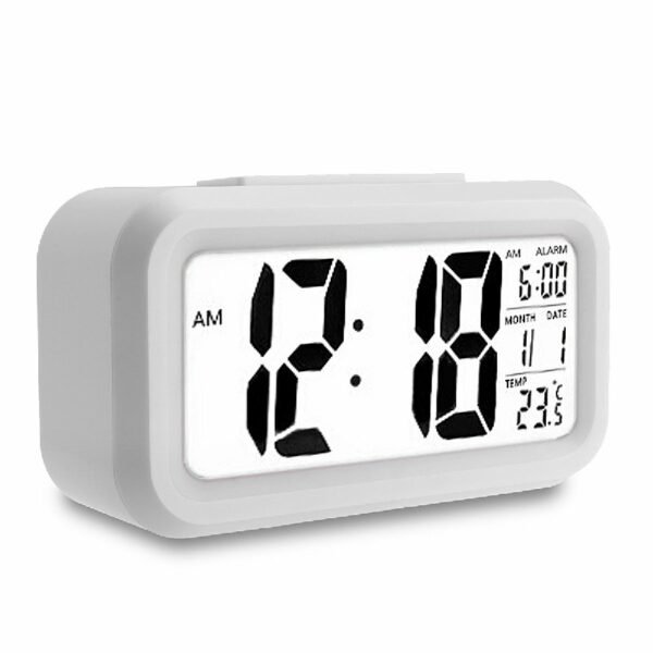 Smart LED Digital Alarm Clock, 5.3-Inch Silent Design with Date and Temp Display