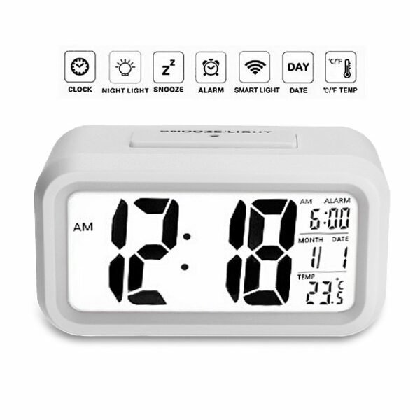 Smart LED Digital Alarm Clock, 5.3-Inch Silent Design with Date and Temp Display - Image 2