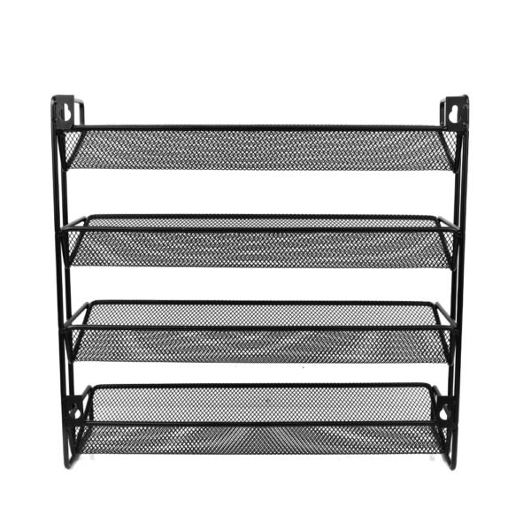 4-Tier Spice Jar Organiser - Wall-Mounted Rack in Black for Countertop Storage - Image 3