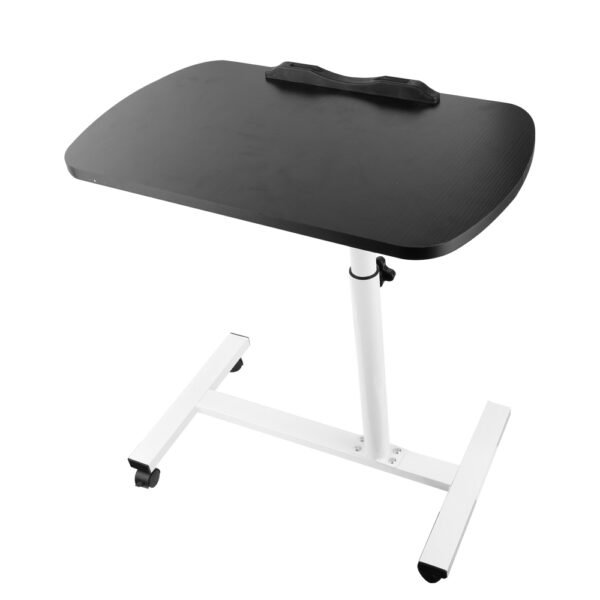 Adjustable Overbed Table with Wheels, Hospital Bed Tray for Home or Medical Use - Laptop - Black