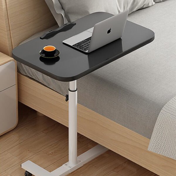 Adjustable Overbed Table with Wheels, Hospital Bed Tray for Home or Medical Use - Laptop - Black - Image 2