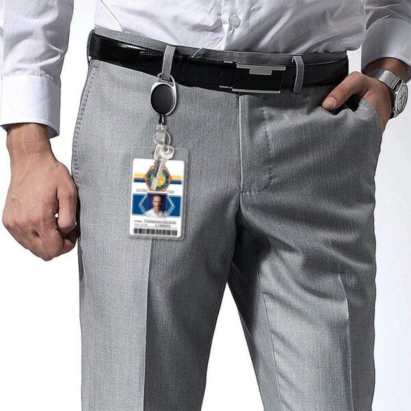 Retractable ID Badge Reel with Carabiner, Key Ring and Belt Clip - Image 3