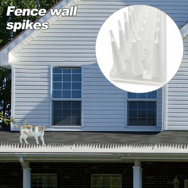 12 pcs Plastic Anti Bird Spike Scarer Anti-Cat Dog Pest Deterrent Pigeon Repellent with Long Spikes - Clear - Image 5