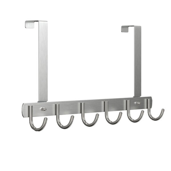 Over-the-Door Hooks - Stainless Steel Rack with 6 Hooks for Efficient Storage
