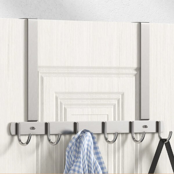 Over-the-Door Hooks - Stainless Steel Rack with 6 Hooks for Efficient Storage - Image 3