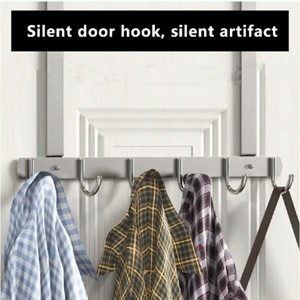 Over-the-Door Hooks - Stainless Steel Rack with 6 Hooks for Efficient Storage - Image 4