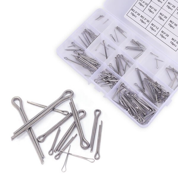 Complete 150-Piece Stainless Steel Cotter Pins Kit, Assorted Split Pins - Image 2